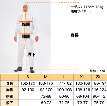 防護服　東レ製　LIVMOA 4000AS　つなぎ服　XXL