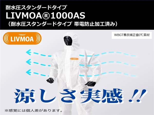 防護服　東レ製　LIVMOA 1000AS　つなぎ服　S