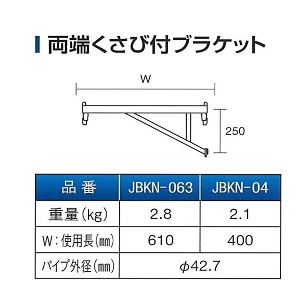 ファステック　両端クサビ付ブラケット610　JBKN-063-02