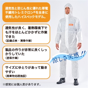 防護服　東レ製　LIVMOA 3000　つなぎ服　M